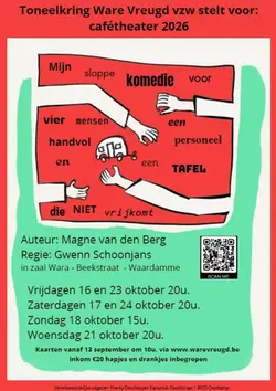 Logo von Mijn slappe komedie voor vier mensen, een handjevol personeel en een tafel die niet vrijkomt