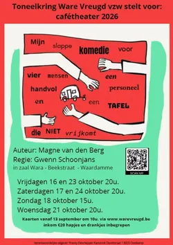 Logo van Mijn slappe komedie voor vier mensen, een handjevol personeel en een tafel die niet vrijkomt